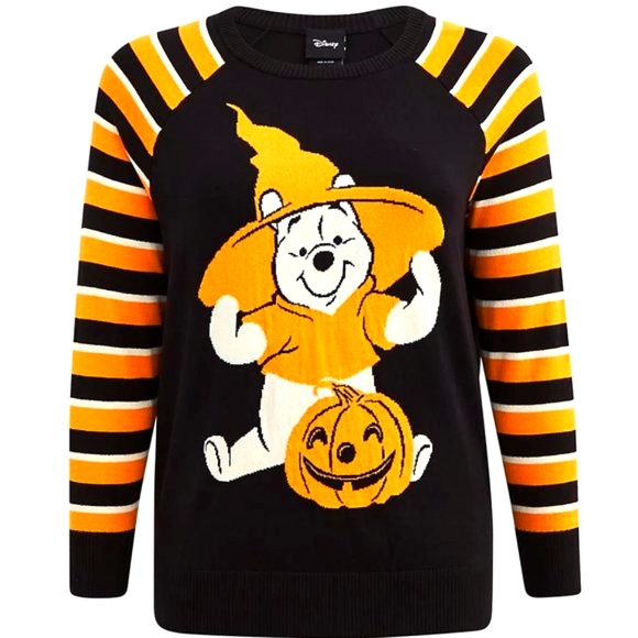 ❤️NWT VINTAGE TORRID SWEATER - WINNIE THE POOH HALLOWEEN PUMPKIN SWEATER - Picture 10 of 12